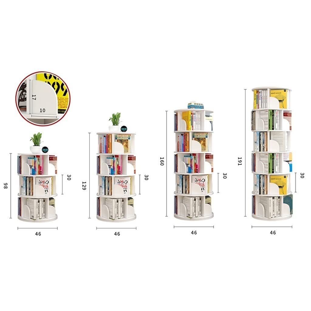 Drehbares Bücherregal Bücherregal Für Kinder Kreatives Um 360 ° Drehbares Bücherregal Schlafzimmer Wohnzimmer Bibliothek Drehbares Bücherregal (Color : Bianca, S : 4 layers(46 * 120cm))