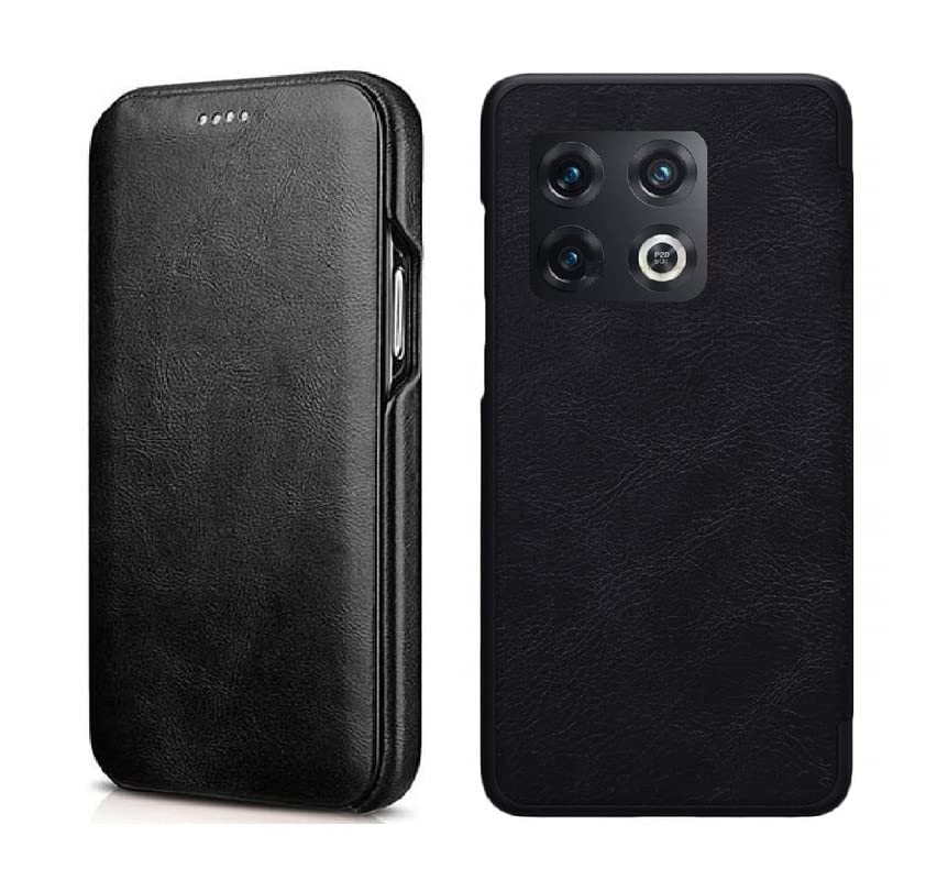 Image of WHITBULL Business Style Horizontal Magnetic Flip Leather Case Compatible with OnePlus 10 Pro /One Plus 10 Pro Black