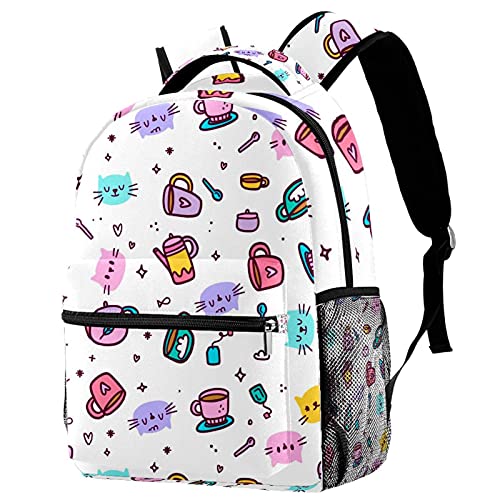 Sac à dos motif chats multipoches et ergonomique pour enfants et adultes actifs