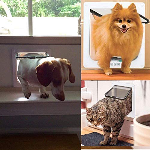 Sailnovo Katzenklappe Hundeklappe 4 Wege Magnet-Verschluss für Katzen und kleine Hunde - Hundetür Katzentür Haustierklappe (XL, Schwarz)
