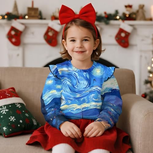 Toddler Girls Pullover Sweatshirt Kids Crewneck Cute Ruffle Long Sleeve Oversized Sweatshirt Fall Winter Casual Top3