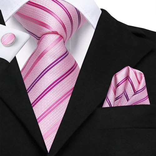Image of Hi-Tie Men's Silk Ties Formal Woven Classic Necktie Pocket Square Cufflinks Lapel Pin Set Wedding Business