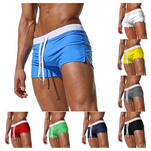 Men's Swim Trunks Color Block Drawstring Shorts Quick Dry Breathable Shorts Summer Beach Trunks with Zipper Pockets3