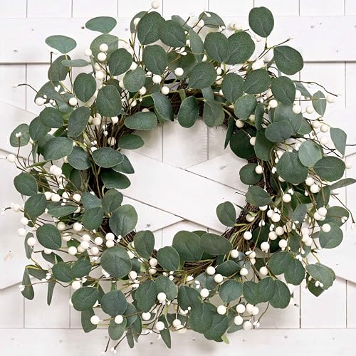 MAINGKAUNG Green Eucalyptus Wreath 22inch Greenery...