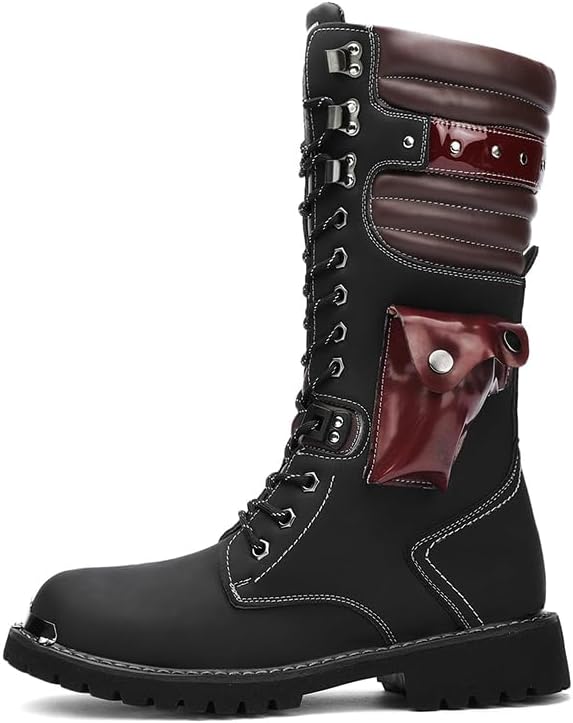 CHUUMEE Men's Wear Resistant Cycling Motorcycle Boots Side Zipper Waterproof Biker Riding Punk Rock Metal Toe Cowboy Western Tactical Army Boot - Image 4