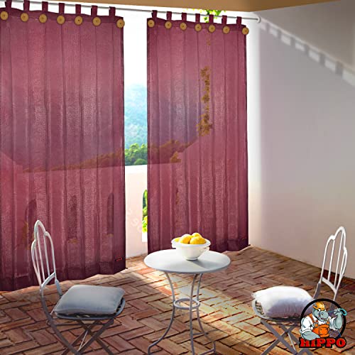 Image of HIPPO 180 GSM HDPE Outdoor Loop Curtain for Balcony & Patio Sun Blocking, UV Protection & Light-Filtering Curtains(Burgundy- 4.5FTX8FT) Pack of 2