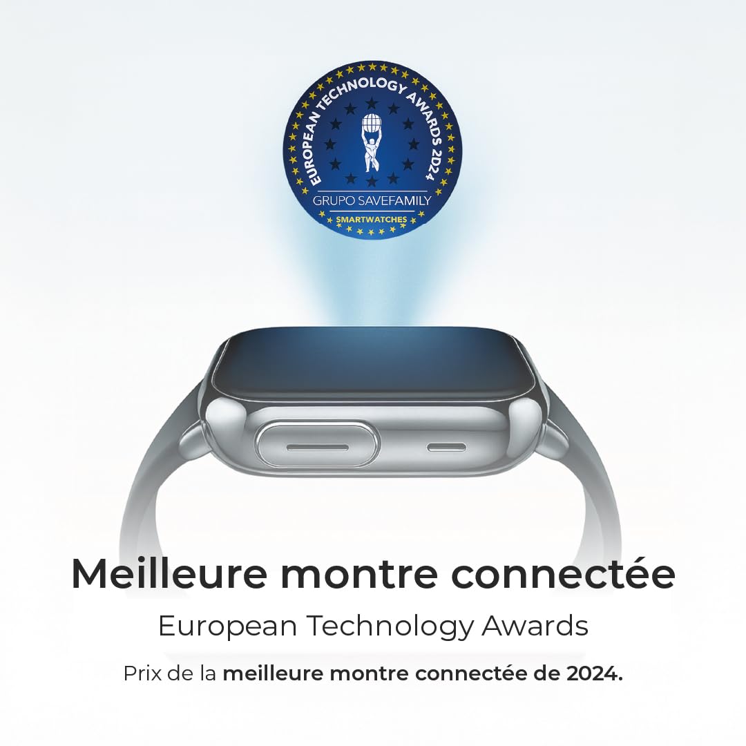 SaveFamily SaveWatch Plus 4G | Montre Connectée pour Enfants avec GPS, Appels, Vidéo, Whatsapp, Musique, Bluetooth et App Store | Carte SIM Incluse - Cadran Noir et Bracelet en Silicone Noir