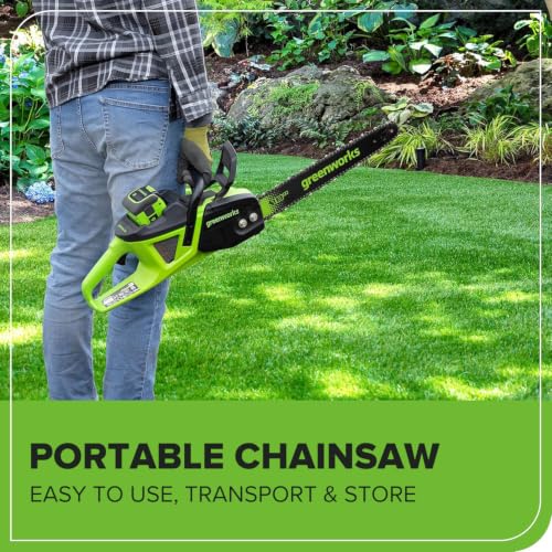 Image of Greenworks 40V 18 inch Brushless Cordless Chainsaw, 5.0Ah Battery and Charger Included