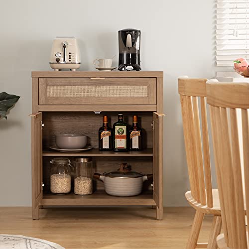 Sicotas SCEWA20004OA Sideboard Buffet Cabinet Set Of 2, Rattan Credenza Storage Cabinet thumb #4