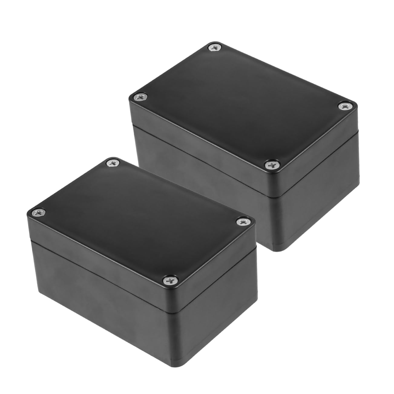2 unidades de caja de empalme impermeable de plástico para proyectos eléctricos al aire libre | Carcasa negra de ABS, sellado contra polvo y lodo, incluye tornillos, para amplificadores y montajes electrónicos miniatura 1