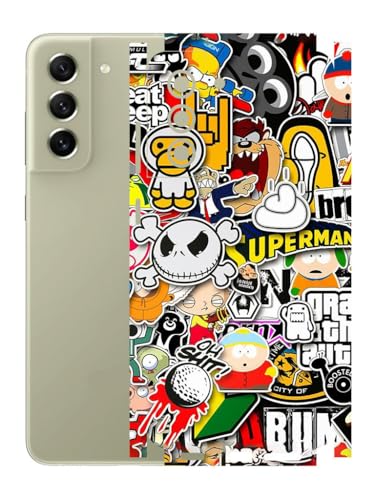 Image of AtOdds - Full Body Back Screen Guard Protector Film - Lamination Wrap Skin Sticker Compatible with Samsung Galaxy S21 FE | Scratchproof Matte Finish (Design - Sticker Bomb)