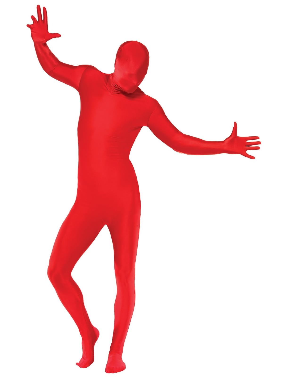 Second Skin Suit, Red with Bumbag, Concealed Fly and Under Chin Opening, Second Skin Fancy Dress, Comedy Dress Up Costumes