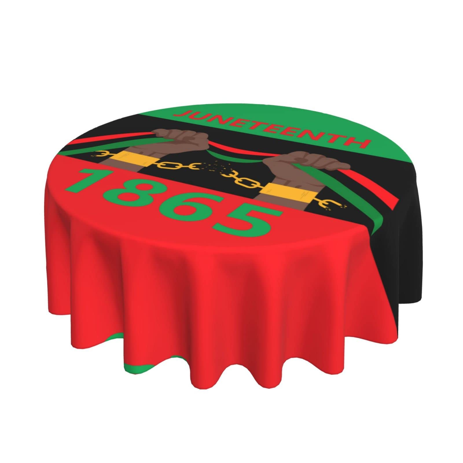 Juneteenth Tablecloth Round 60 Inch for Juneteenth Decorations Washable Polyester Table Cover for Kitchen Party Picnic Dining Decor