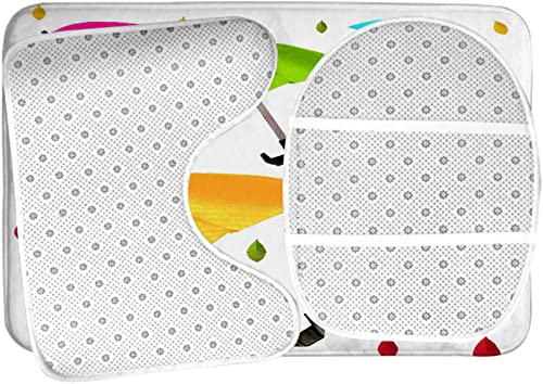 Badezimmerteppich-Set, 3-teilig, bunter Regenschirm-Blattdruck, waschbare Badteppiche, rutschfest, mit Rückenpolster, Konturteppich und Toilettendeckelbezug – Bild 6