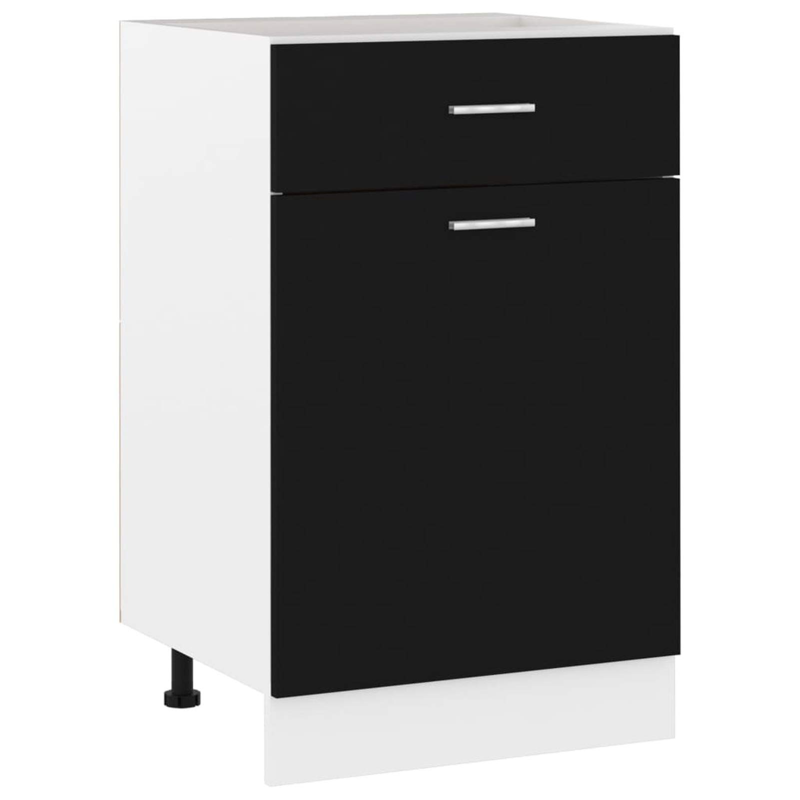 BaraSh Schubunterschrank Schwarz 50x46x81,5 cm Holzwerkstoff KüChenunterschrank Vorratsschrank KüChe SpüLenunterschrank KüChen Unterschrank