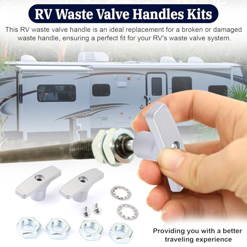Image of EINDER Gray RV Sewer Valve Handle Replacement for Waste Valve Extension Tube RV Waste Valve Aluminium Handle Kits - 2 Pcs