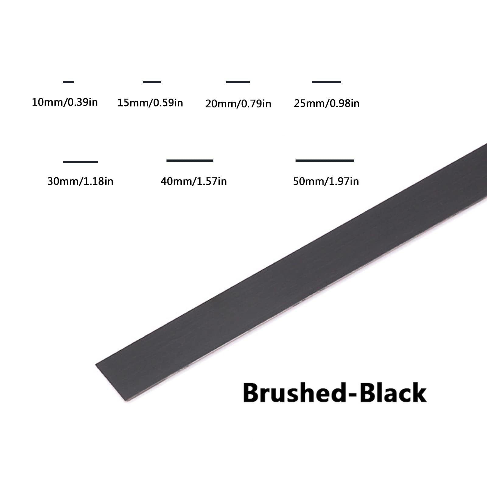 Molduras y molduras de pared LKYJD | Acabado cepillado metalizado de acero inoxidable negro, diseño de despegar y pegar -18mx1,5cm