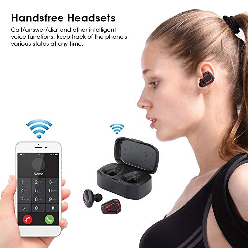 Draadloze oortelefoons, duurzame oortelefoons van hoge kwaliteit, draagbaar met oplaaddoos voor geschenken(Zwart rood) - Image 8