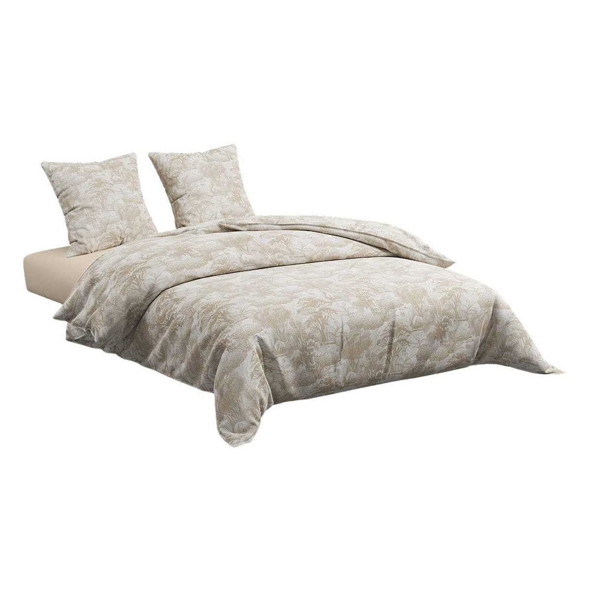 Atmosphera - Parure de lit jouy 220x240cm Beige