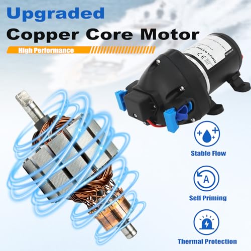 Image of R3526144D 12V 3.0 GPM RV Water Pump Kit with Strainer and Switch, Black