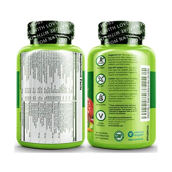 NATURELO Whole Food Multivitamin for Men - with Vitamins, Minerals, Organic Herbal Extracts - Vegetarian - for Energy, Brain, Heart, Eye Health - 120 Vegan Capsules