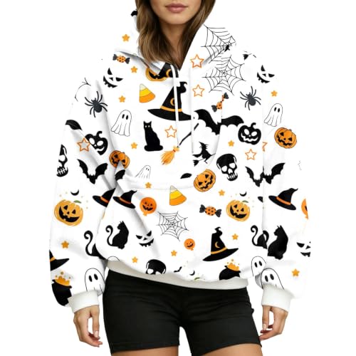 Halloween Clothes,Halloween Pet Pouch Hoodie Women Oversized Cat And Dog Pouch Sweatshirt Comfy Pullover With Pocket White17 Medium - image 2