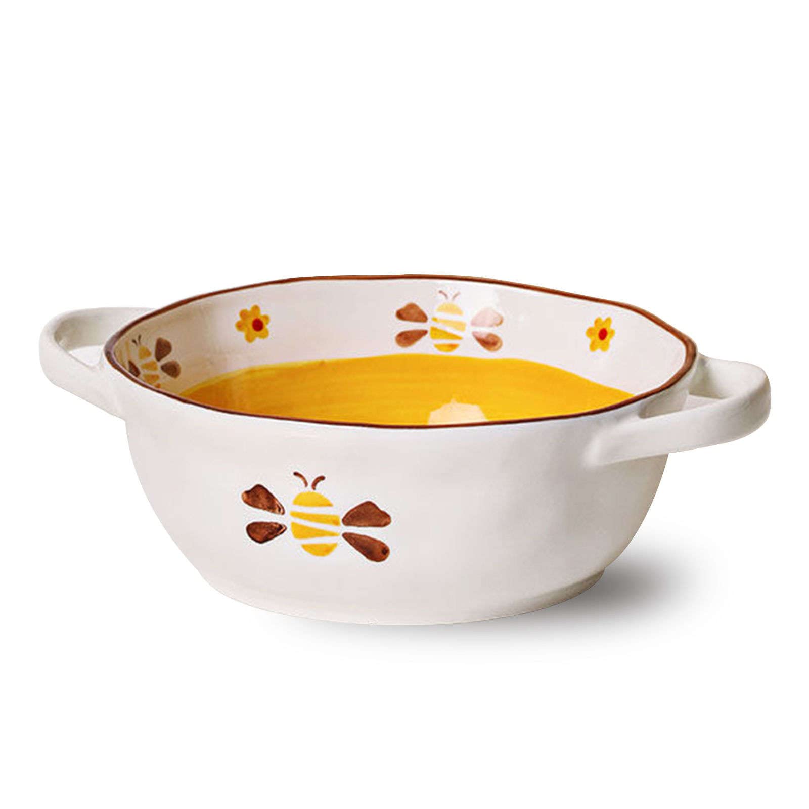 Vaisselle Bol à soupe ramen en céramique, tasse à soupe, bol en céramique, bol à ramen en céramique, grand bol à nouilles Udon, bol à soupe micro-ondes four Safe-bee -20x15x6.5cm,600ml(Color:Bee)