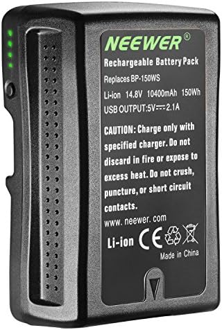 Neewer V Mount/V Lock Battery - 150Wh 14.4V 10400mAh Rechargeable Li-ion Battery for Broadcast Video Camcorder,Compatible with Sony HDCAM, XDCAM, Digital Cinema Cameras and Other Camcorders