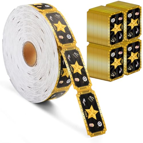 Cholemy 1000 Pcs Movie Tickets Roll Movie Night Party Invitations Carnival Raffle Tickets Numbered Card Events Door Prizes Drinks Entry for Theater Theme Birthday Party Favors Supplies