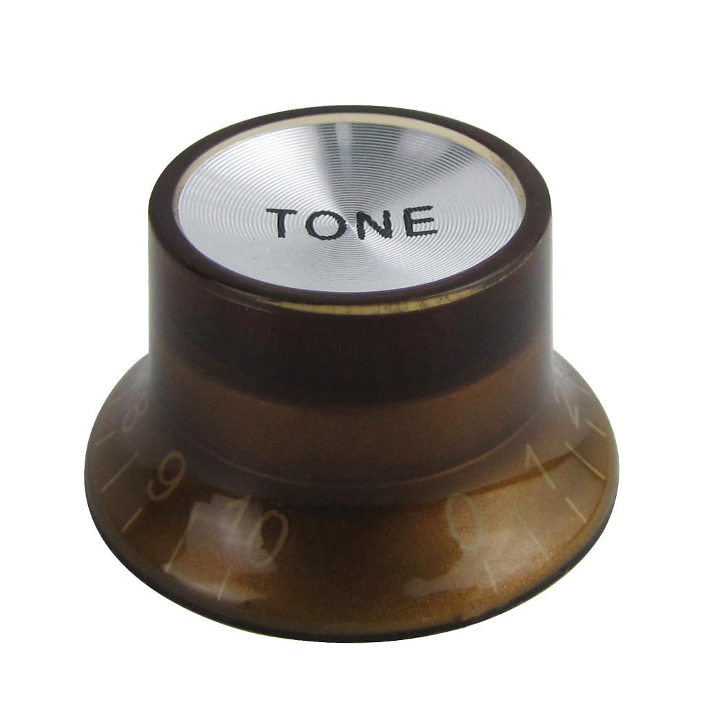 FLEOR Top Hat Style Volume and Tone Control Knobs 2T2V with Alumium Top for SG LP Style Guitar 18-spline Pot,Amber - Image 3