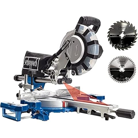 Scheppach HM254SPX Kappzugsäge inkl. 2.Sägeblatt - 2200W | Ø254mm Sägeblatt | Schnittbreite/höhe: 340mm x 90mm | inkl. Laser | Aluauflagen, Drehtisch mit Schnellarretierung, Kappsäge Gehrungssäge Cover