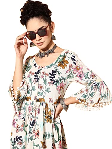 Image of ishin Women's Floral Empire Knee Length Dress