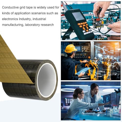 Image of PATIKIL Antistatic Tape, 2.36 Mil Thick, 3-15 /16 Inch x 39 Yards Conductive Adhesive Grid ESD Tape for Circuit Board Laptop Mobile Phone Communication Electronics Parts, Black /Yellow