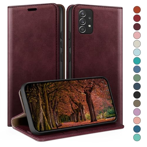 Coque Samsung A52 Portefeuille avec Blocage RFID Anti-Piratage Etui Cuir Clapet HUOUH