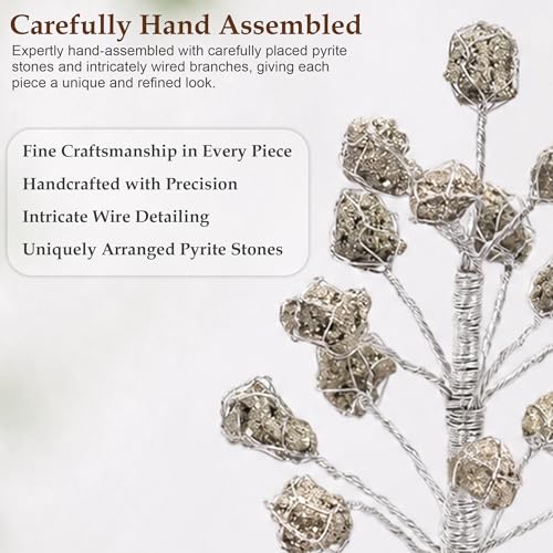 Image of Pyrite Gemstone Tree Decor for Home & Office | Money Magnet Crystal Bonsai Tree with Wooden Base | Vastu Feng Shui Wealth, Success & Prosperity Showpiece