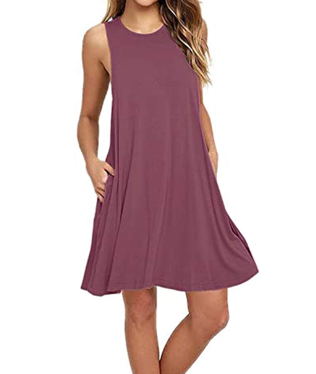 Summer Dresses for Women Casual Sleeveless Swing Sundress with Pockets