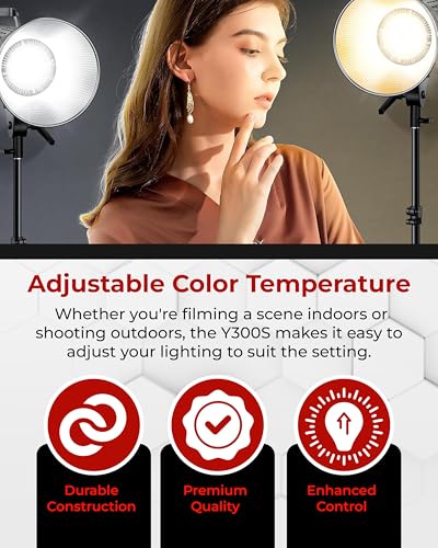 Image of Reflex Camera Professional 300W Dimmable Bi-Color Bowens LED COB Studio Light 3200K-5600K Adjustable, Portable, Warm to Daylight Adjustment, U Bracket with 360 Degree Movement Continuous Light
