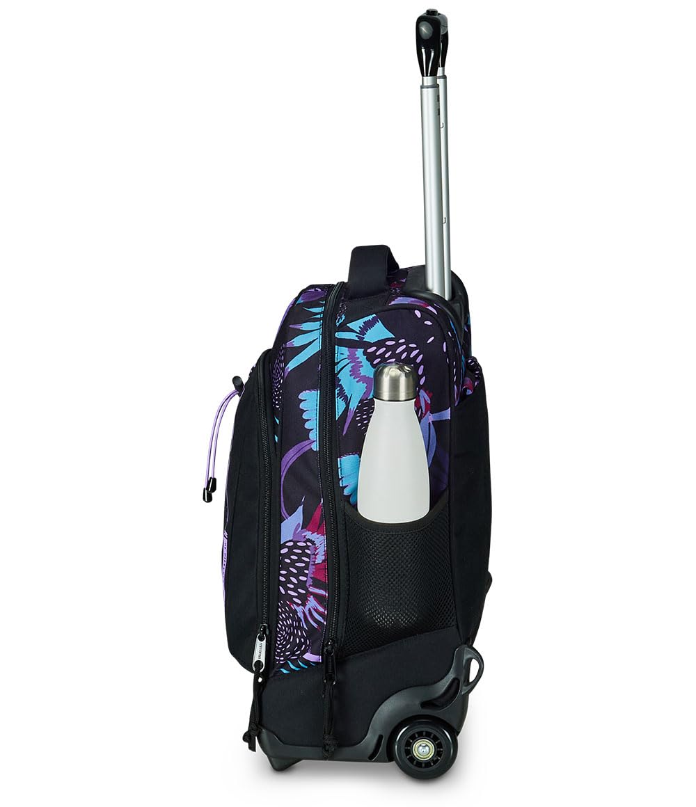 Mitama Trolley DR Scuola Purple Bloom,Con Mega Scomparto e Doppia Maniglia, Nero e Viola, Scuola Elementare e Tempo Libero, Bambina Ragazza