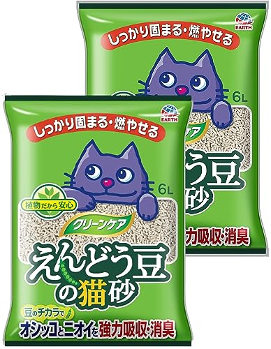 アースペット クリーンケア えんどう豆の猫砂 6L×2個セット