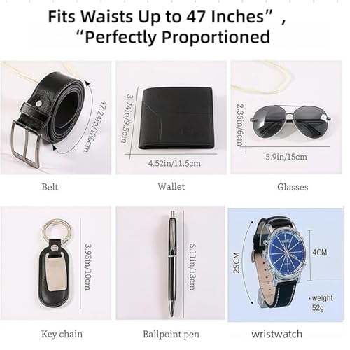 6-Piece Men'S Accessory Fashion Set (Belt, Wallet, Watch, Glasses, Keychain, Ballpoint Pen) Men'S Gift Set - Image 5