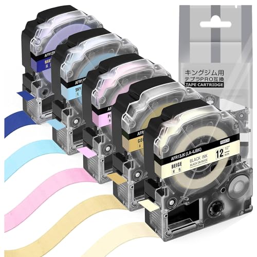 Amazon | 5個 12mm テプラ りぼん キングジム テプラ リボンテープ