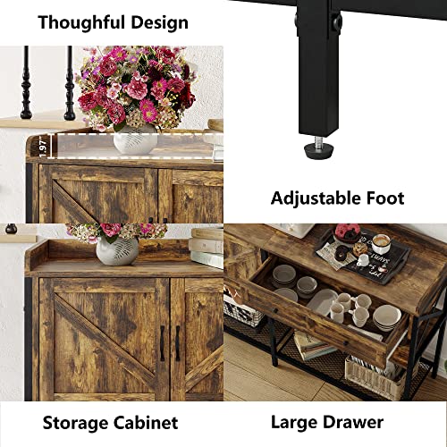 Furniouse Industrial Console Table For Entryway, Wood Sofa Table,Sofa Table With Storage Drawers And Cabinet, Console Table With Storage Shelves For Living Room #TOP5