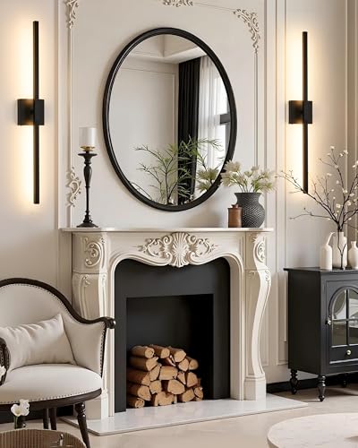 Image of Rayogale Black Battery Operated Wall Sconce with Remote Control 36 Inch | 3000 /4500 /6000K Dimmable 8000mAh Wireless Rechargeable Wall Sconces Set of Two with Timer for Living Room, Bedroom, TV