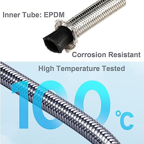 Qrity 2 Pieces G 1/2" x G 1/2" Stainless Steel Braided Hose Flexible Water Plumbing Pipe for Bathroom Toilet Taps Kitchen Sink Water Inlet Hoses - Image 4