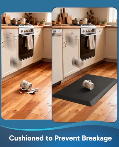 Image of Ophanie Kitchen Mats for Floor, 3 /4 inch Thick, 20x39 Anti Fatigue Cushioned Mat,Kitchen Rugs,Waterproof,Comfort Ergonomic Standing Mat for Office,Home,Sink with 99+ Pairs of Anti-Slip Bottom Ridges