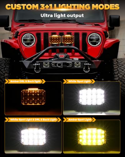 Image of Auxbeam V-MAX Series LED Light Pod 7 Inch, 270 Side Shooter LED Offroad Lights with Amber DRL, Auxbeam 7 Inch Pods Auxiliary Ditch Light for Truck ATV Jeep Ford