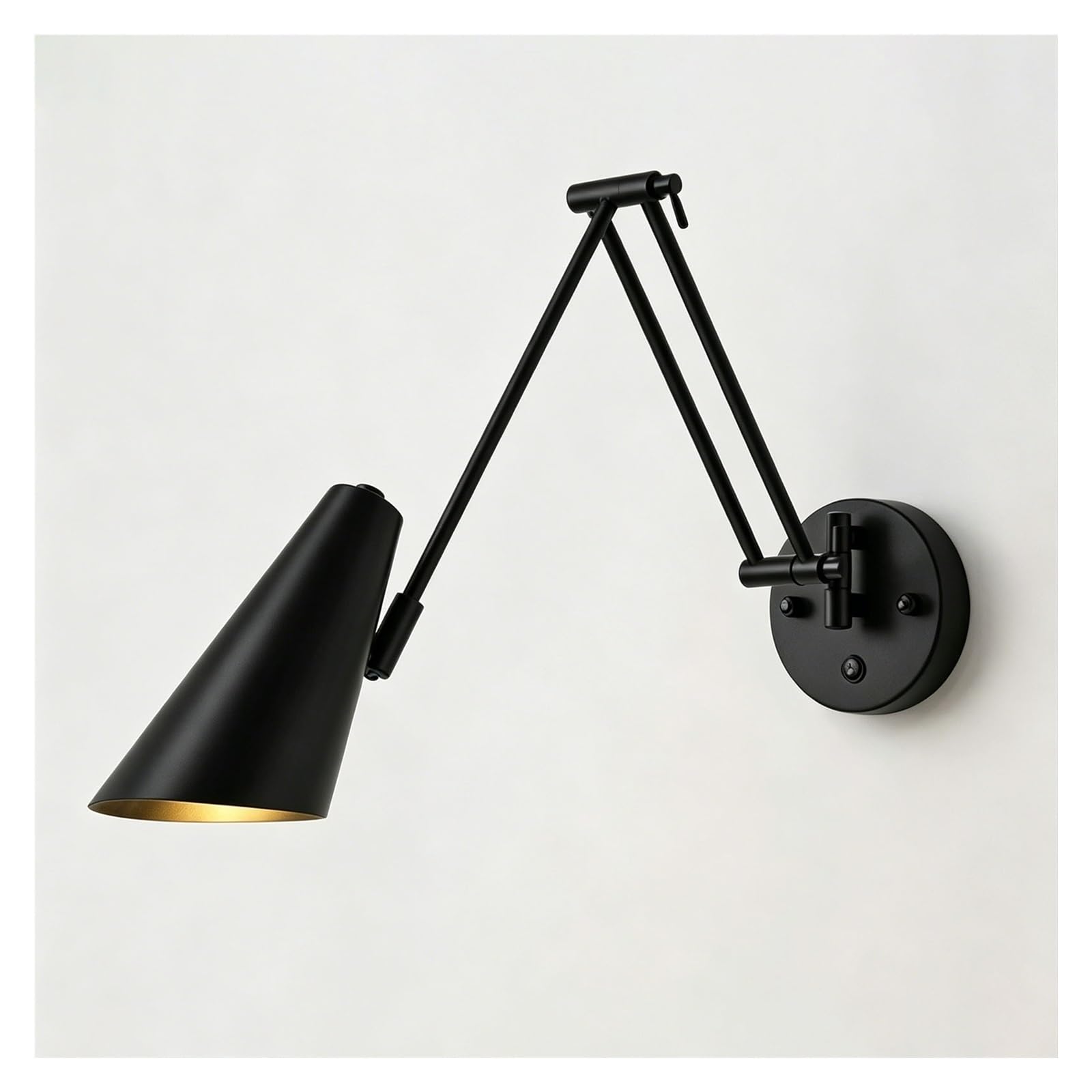 LUOYAOB Adjustable Swing Arm Wall Sconce Dimmable COB Wall Mount Reading Light Modern Black Wall Lighting Fixture Indoor Decor Lamp for Bedroom Living Room Hallway(Black)