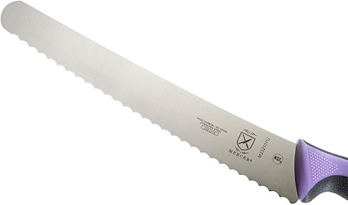 Miniatura 3 de Mercer Culinary Purple Millennia Colors Handle - Cuchillo de pan de 10 pulgadas (borde ondulado ancho)