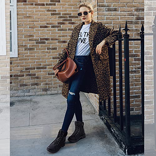 XRH Women Lace Up Combat Boot Winter Snow Boots Warm Fur Lined Ankle Booties Waterproof Hiking Boot for Women Non Slip Leather Boots Shoes4