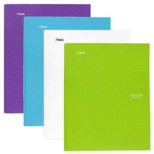 Five Star 2-Pocket Folders, 4 Pack, Plastic Folders with Stay-Put Tabs and Prong Fasteners, Holds 11” x 8-1/2”, Assorted…